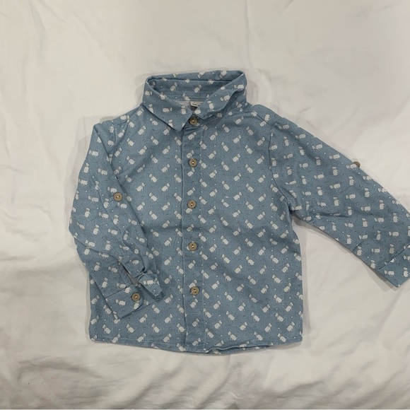 Paz Rodriguez Boys Printed Dog Button Down Shirt & matching shorts - 12 Months - Picture 1 of 9